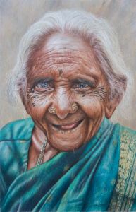 Toothless Granny in Silk Sari - Melissa Enderle Artwork