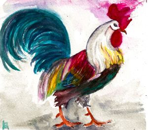 Rooster Gooster-hand painted waterco - ByHarper
