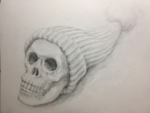 Skull with a hat