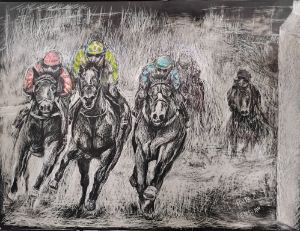 Horse Black and White Painting - Xenia Headley - Paintings