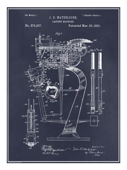 1883 Lasting Machine Patent Print - Studio21Graphix - Digital Art ...