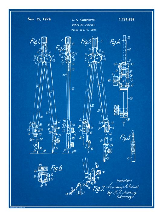 Drafting Compass Components 1927 Drafting Compass Patent Print - Studio21Graphix - Digital Art ...