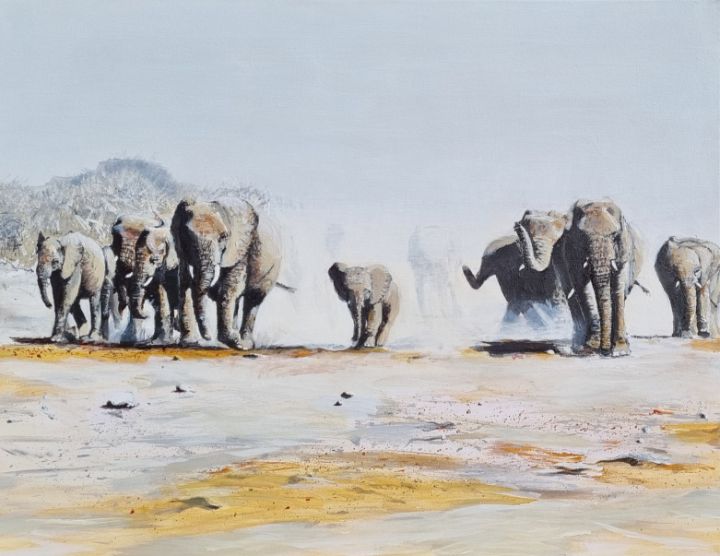 Desert Elephants 3 piece painting - Doug Anderson - Paintings & Prints ...