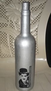 Wine Bottle Charley Chaplin acrylic