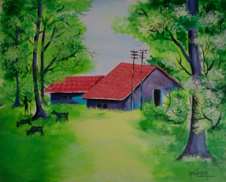 Oil painting of a landscape - kopra art work - Paintings & Prints,  Landscapes & Nature, Forests, Rainforest & Jungle - ArtPal