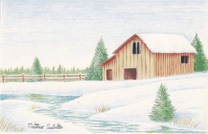 barn in the snow