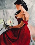 Acrylpainting Lady in red