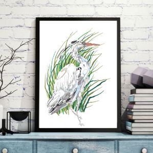 Stork. Watercolor painting