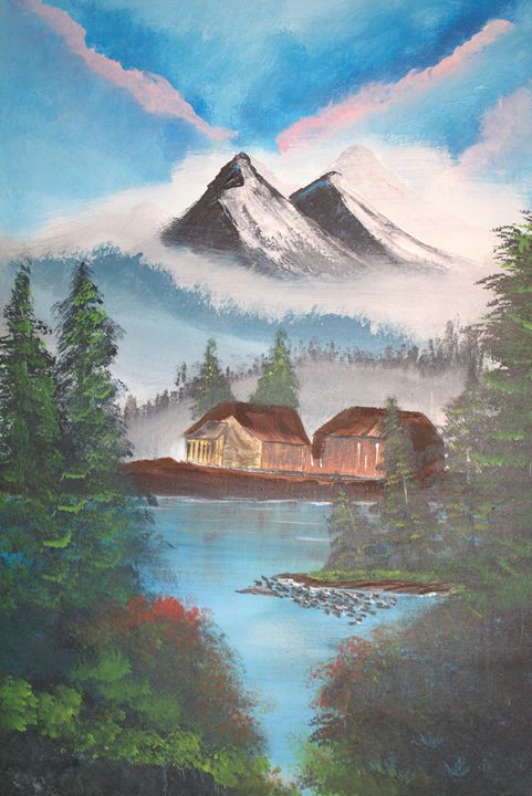 Cabins In The Woods Blues Arcylic Paintings Paintings