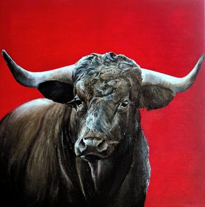 Brave bull on red - tomascastano