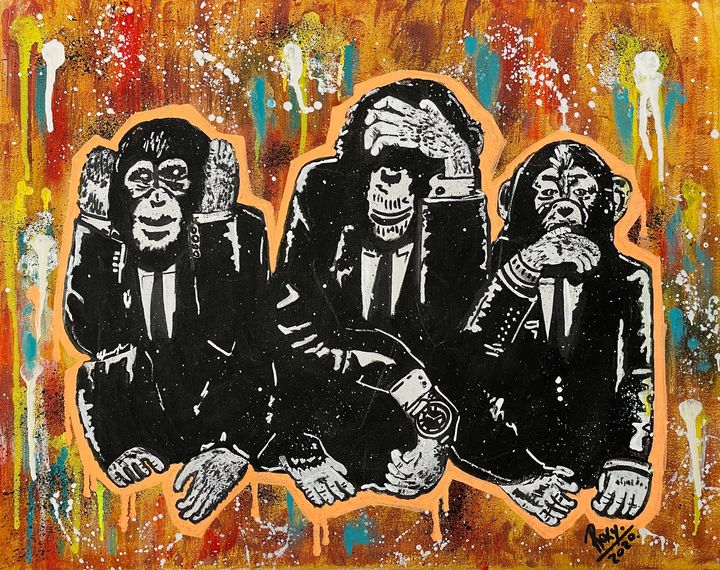 Monkeys in black (MIB) - Roxy Art