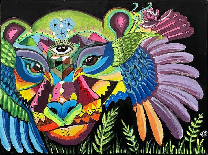 Jaguar and birds mexicans. - Roxy Art