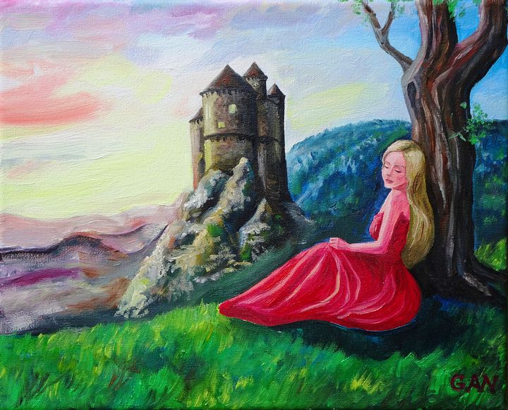 A girl in red - Lenochek's Art