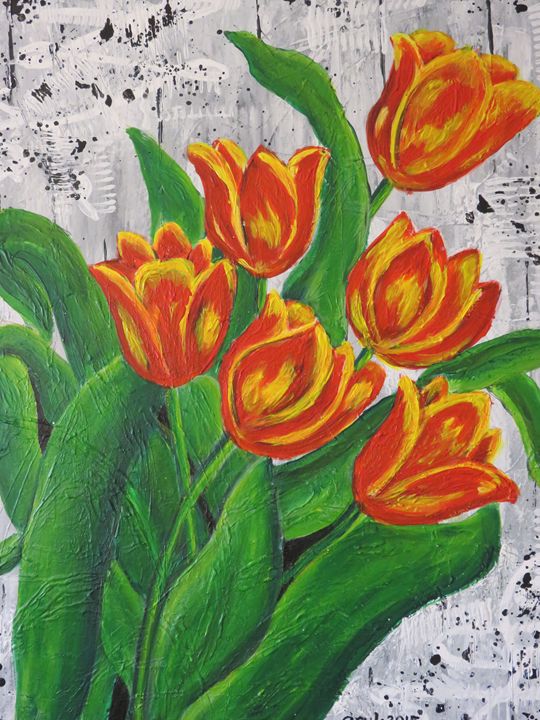 Orange tulips - LindArt  Studio
