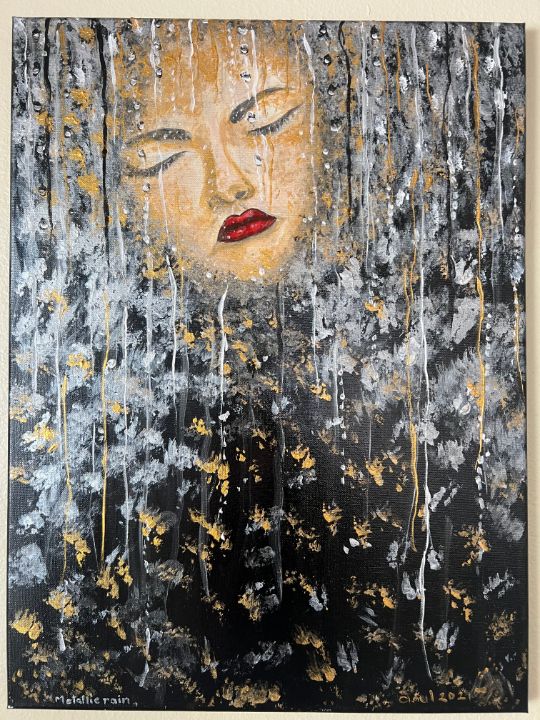 Metallic rain - LindArt Studio - Paintings & Prints, Abstract