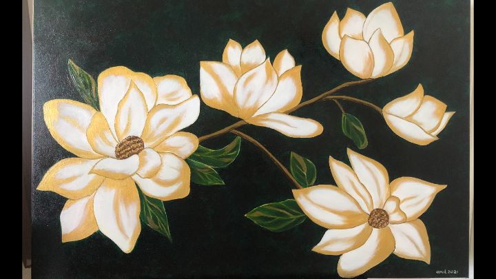 Golden Magnolias - LindArt  Studio