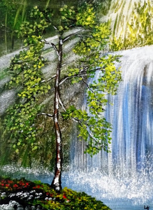 Water Fall Jls Paintings Paintings And Prints Landscapes And Nature Waterfalls Artpal