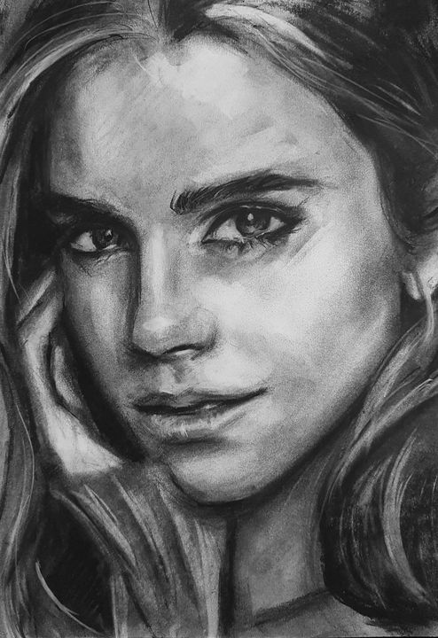 Canvas 60x48 Inch Emma Watson Portrait Sketching