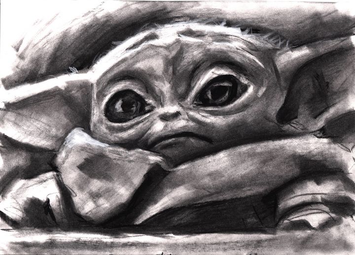 Baby Yoda Drawing Art Therapy Drawings Illustration Fantasy Mythology Space Fiction Aliens Artpal