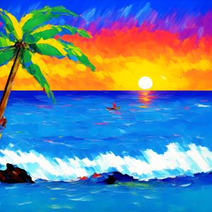 Sunset Serenade: A Tropical Haven AI
