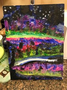 Northern lights in Acrylic paint