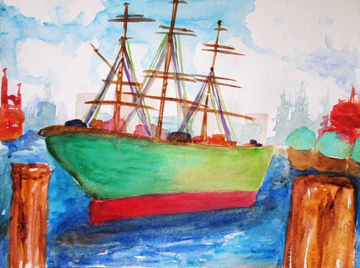 Ship on a harbor - Symplisse Art