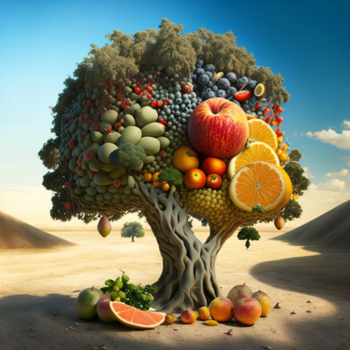Mix Fruit Tree Classic Arts Digital Art AI Flowers Plants 