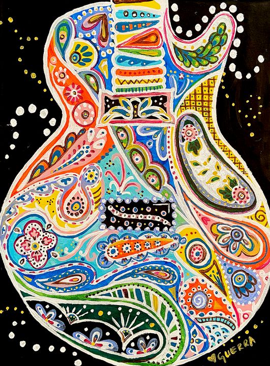 Guitar - Kelly Guerra - Paintings & Prints, Abstract, Man-made Objects 