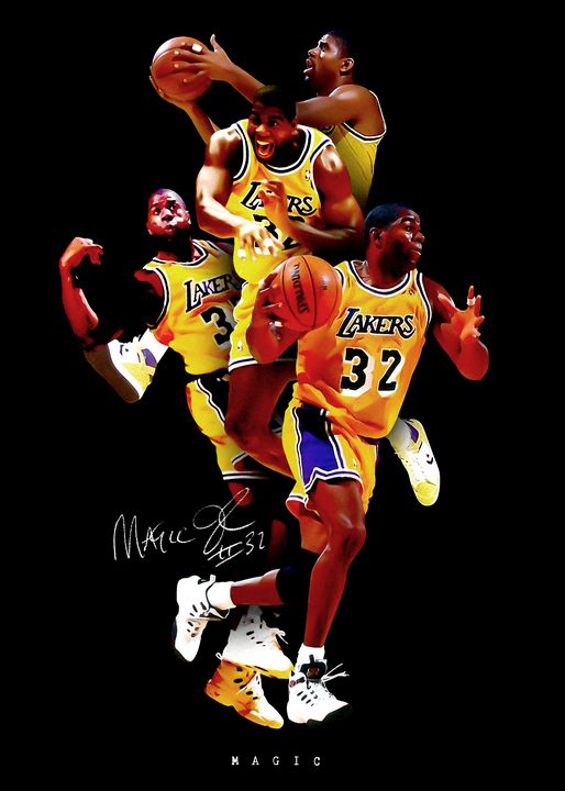 Magic Johnson Los Angeles Lakers Art 3 NBA Basketball 8x10 to 48x36 Art  Print