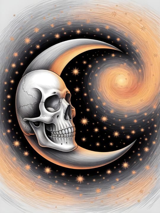 Spiral Galaxy Skull Moon - Skulls Of Insanity - Digital Art & AI ...