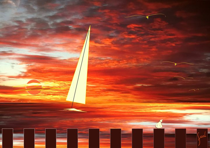 Sensational Sunset By The Sea Good Art Direct Paintings & Prints, Landscapes & Nature, Beach