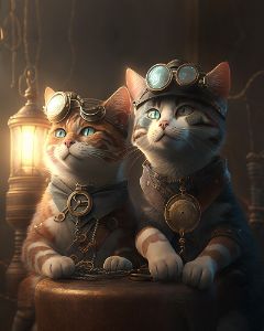 Steampunk Adorable Kittens