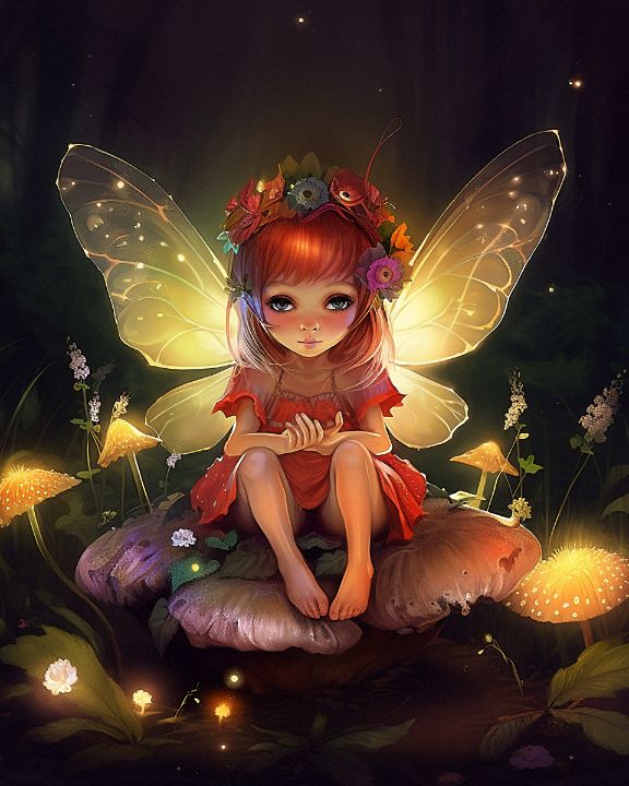 Pretty little Girl Fairy - Digital Art by Nan
