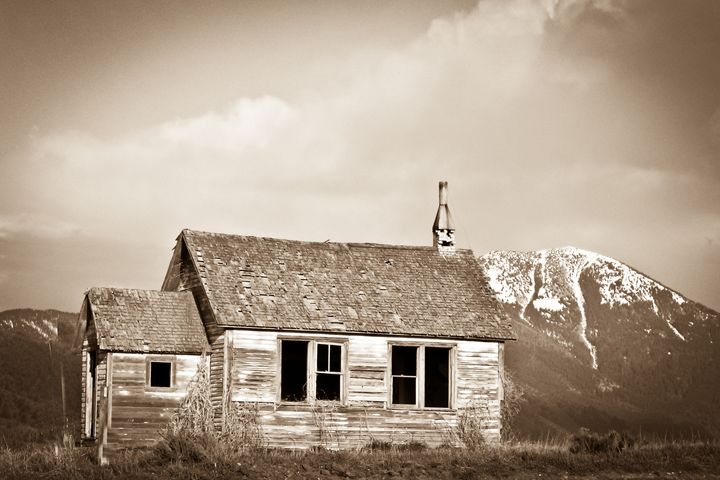Lonely Shcoolhouse on the Prairie - Fun Art
