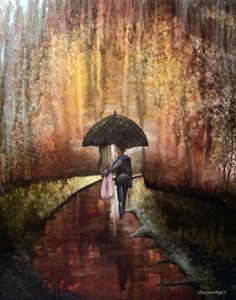 Love is in the rain - Mystery Art Conception - Drawings & Illustration,  People & Figures, Love & Romance - ArtPal