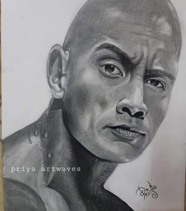 Buy Portrait of Dwayne the Rock Johnson original 11x14 Drawing Online in  India  Etsy