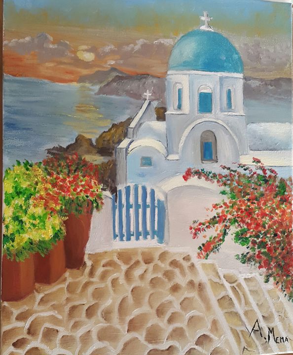 Santorini - Armela - Paintings & Prints, Landscapes & Nature, Panoramas ...