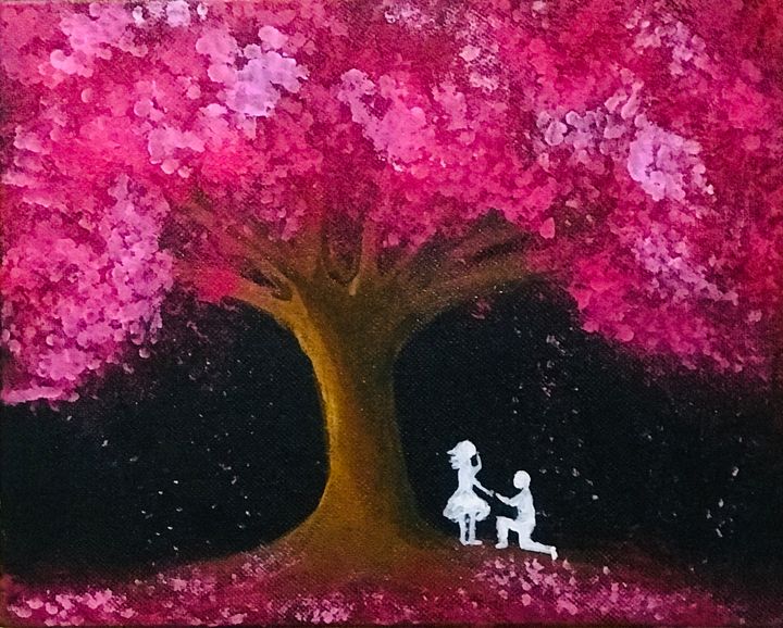 Romantic couple under cherry blossom - Nilanjana