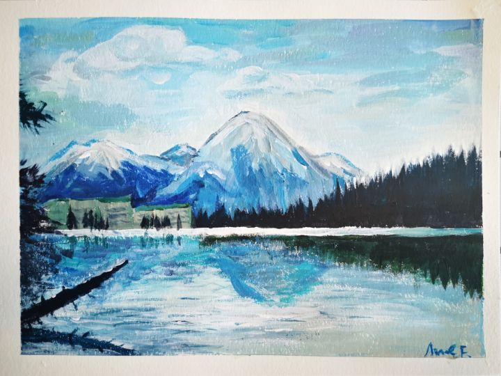 Acrylic Painting Banff Landscape - Calm down & Paint - Paintings ...