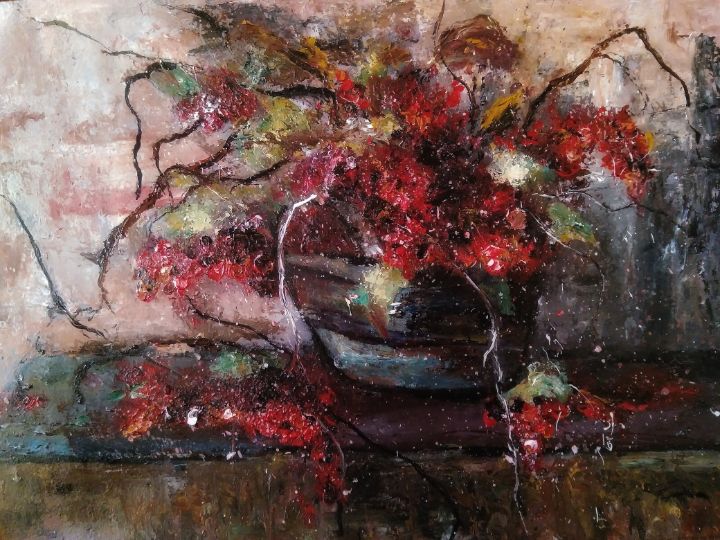 Red flowers painting acrylic - Alexander Brie