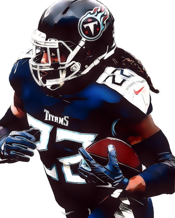 Derrick Henry TENNESSEE TITANS JERSEY NUMBER 22 OIL ART Long Sleeve T-Shirt  by Joe Hamilton - Fine Art America