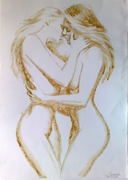 512px x 720px - Lesbians Kissing - CORinAZONe - Paintings & Prints, People & Figures,  Female Form, Nude & Semi-Nude - ArtPal