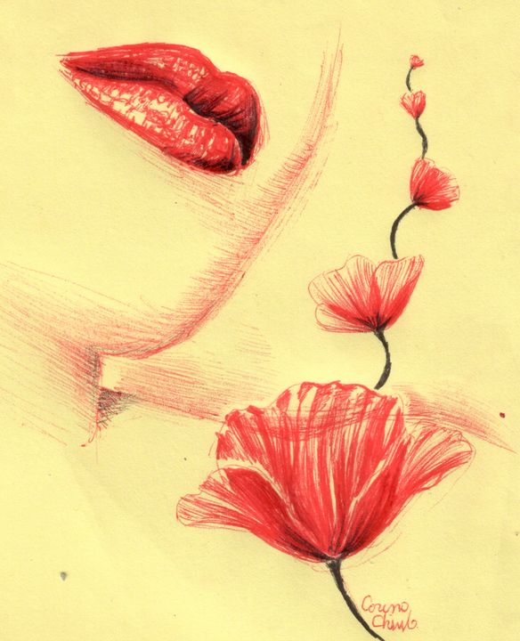 Red lips red poppies - CORinAZONe