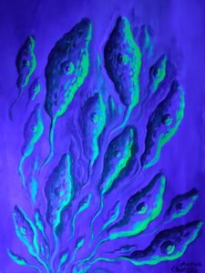 Euglena viridis fluorescent painting