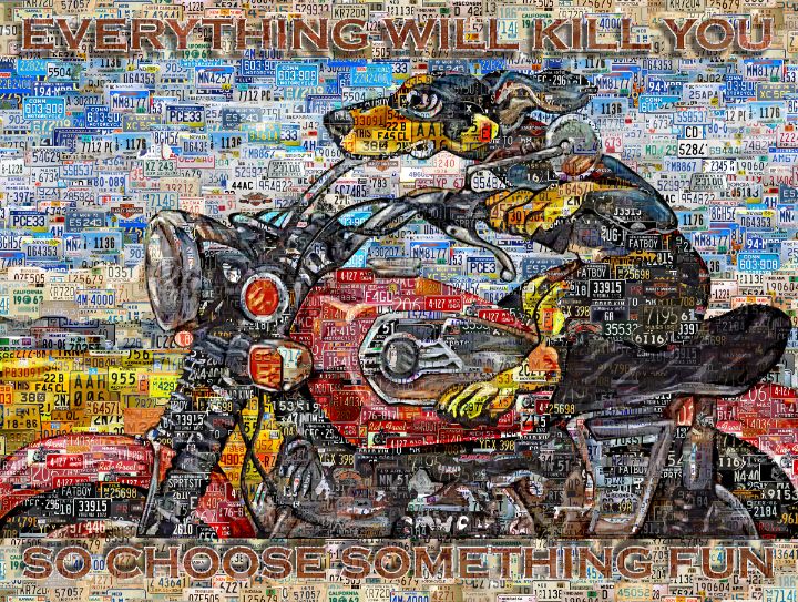 Dog riding bike - Collage World - Digital Art, Vehicles & Transportation,  Motorcycles & Scooters, Harley Davidson - ArtPal