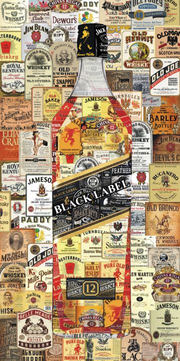 Whiskey Jack Daniels With Glass Made Out, Collages by Alex Loskutov