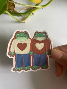 Heart Frogs Sticker