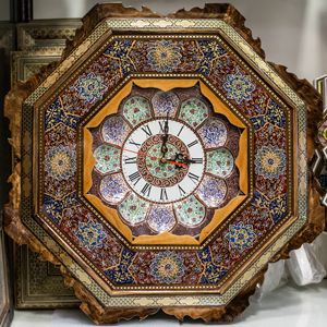 Hexagonal wooden wall clock - H2O