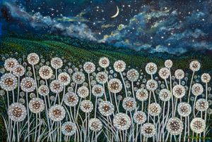 STAR SPANGLED DANDELIONS - Sally Harrison's Dot Paintings