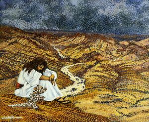 THE THORNY DEVIL WITH A FALSE HEAD - Sally Harrison's Dot Paintings